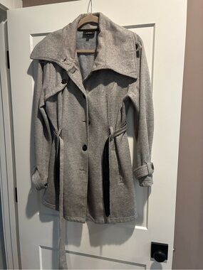 A. Byer Women's Heather Gray Trench Coat with Belt